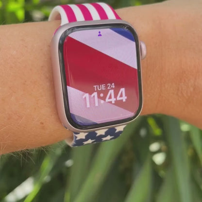 Freedom Flag Print | Silicone Watch Band for Apple Watch ® + Watch Face Incl.