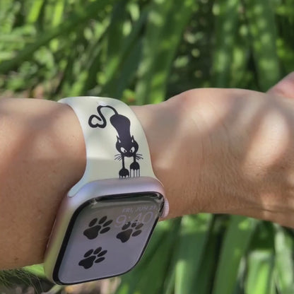 Purrfect Cat Print | Silicone Watch Band for Apple Watch ® + Watch Face Incl.