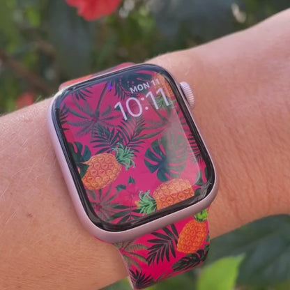 Pineapple Paradise Print | Silicone Watch Band for Apple Watch ® + Watch Face Incl.