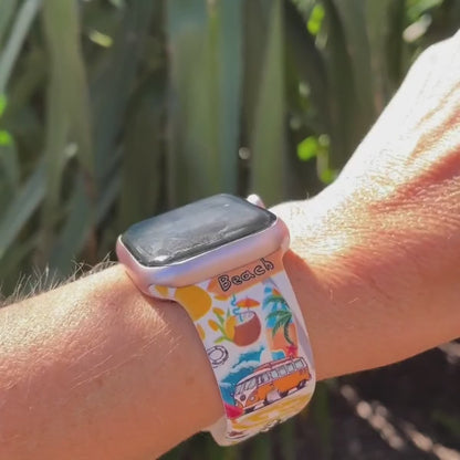 Florida Sunshine Vibes Print | Silicone Watch Band for Apple Watch ® + Watch Face Incl.