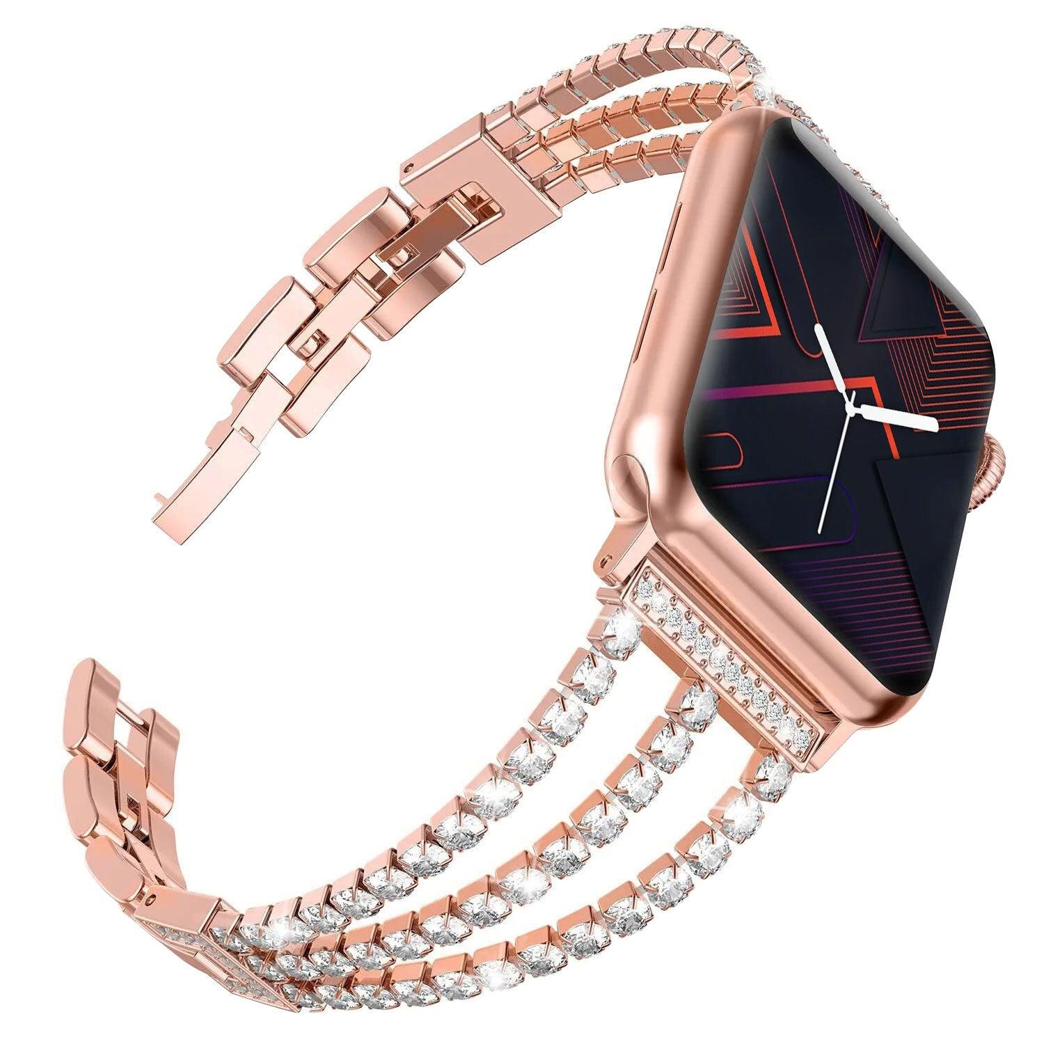 Apple Watch Bands -  Stainless with Bling -  Stainless Steel: 3 Strings Blings Band - Clearance