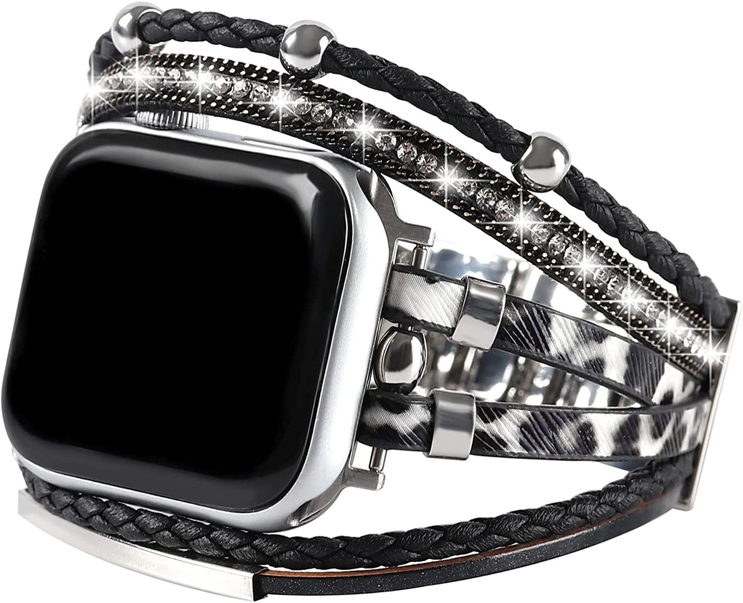 Vibrant Sparkle | Leather & Stainless-Steel Watch Band for Apple Watch ®