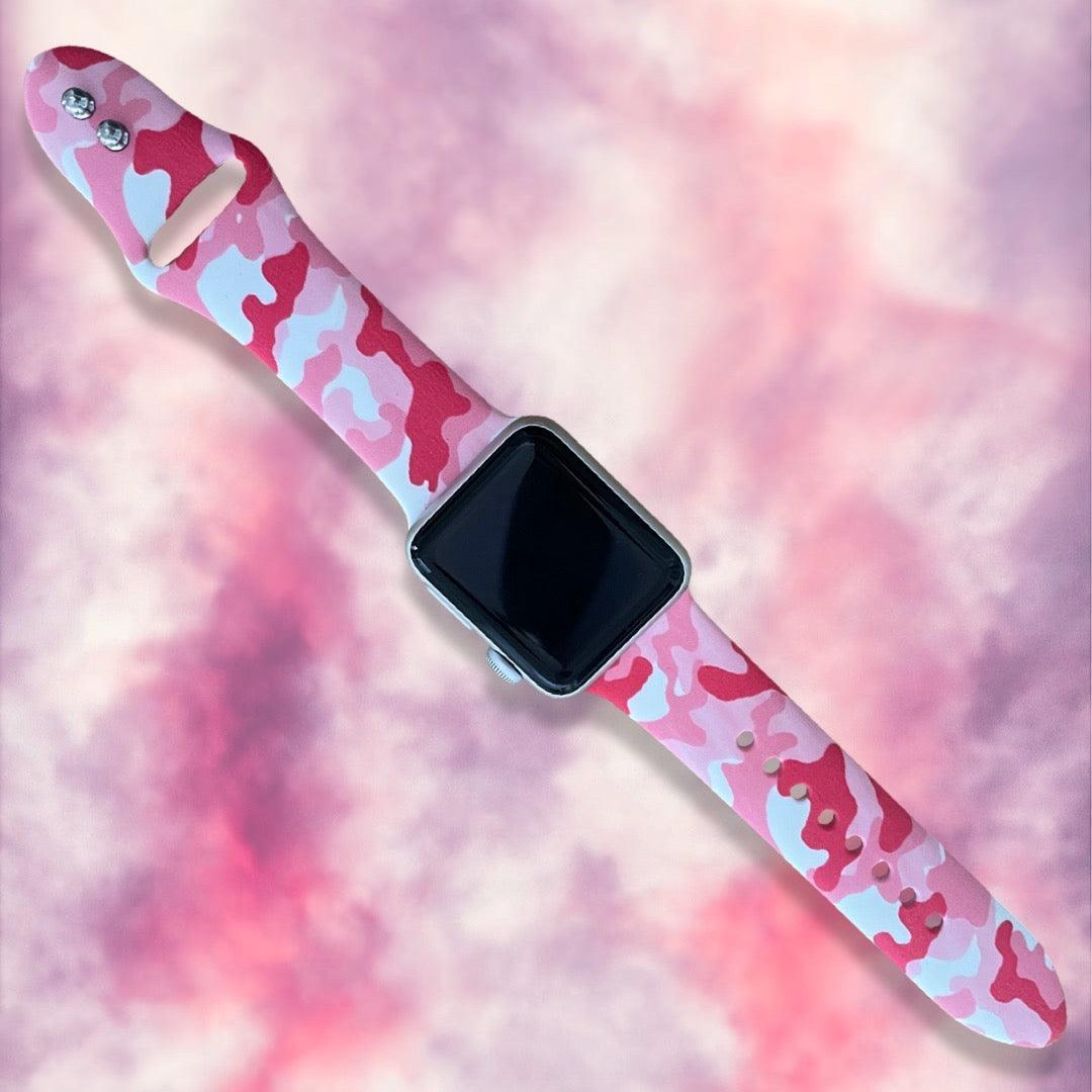 Apple Watch Bands -  Silicone Print -  Cloudy White & Pink - Print Silicone Band