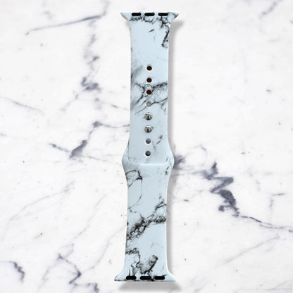 Apple Watch Bands -  Silicone Print -  White Marble Print Band