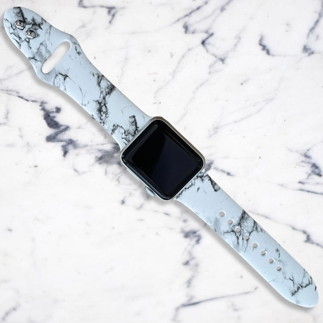 Apple Watch Bands -  Silicone Print -  White Marble Print Band