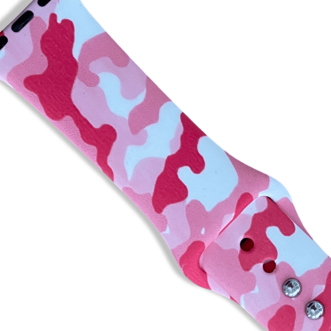 Apple Watch Bands -  Silicone Print -  Cloudy White & Pink - Print Silicone Band