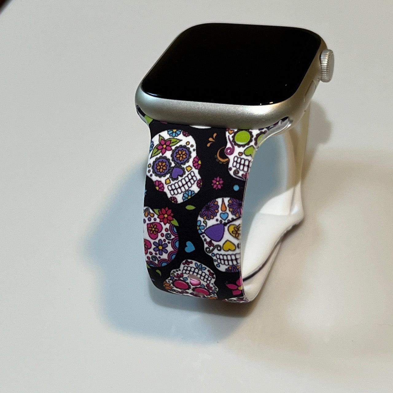 Apple Watch Bands -  Silicone Print -  Ancestors - Colorful Skull Print Silicone Band