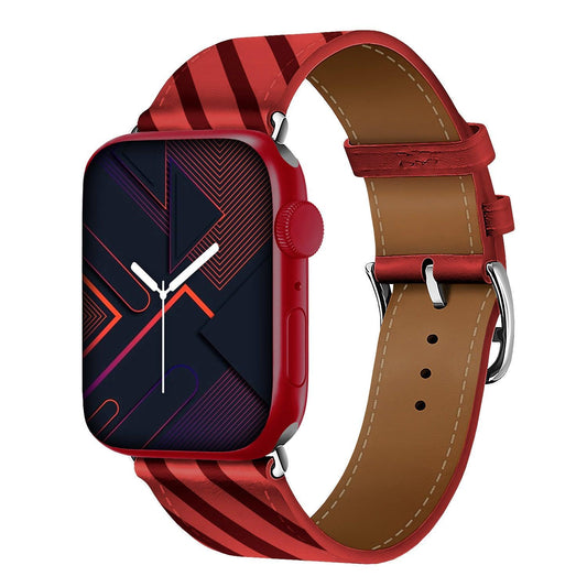 Apple Watch Bands -  Leather Band -  Leather Design Graphic Prints Band, Red-Plum