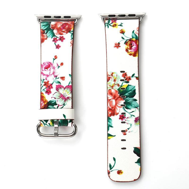 Apple Watch Bands -  Leather Band -  Floral Leather Design Band - Clearance