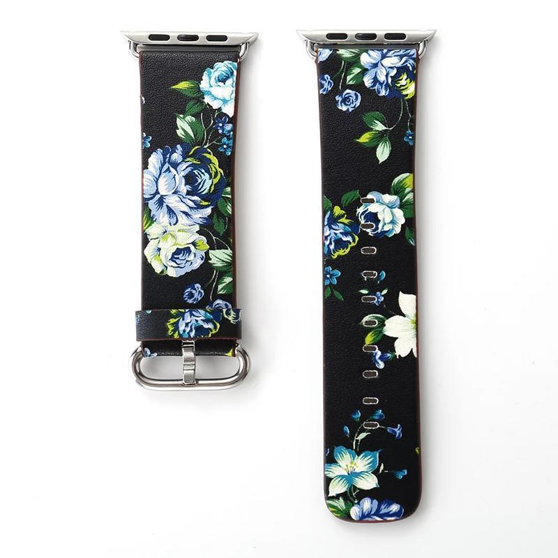 Apple Watch Bands -  Leather Band -  Floral Leather Design Band - Clearance