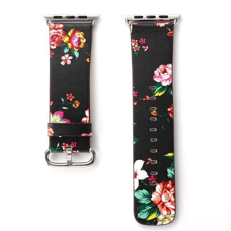 Apple Watch Bands -  Leather Band -  Floral Leather Design Band - Clearance